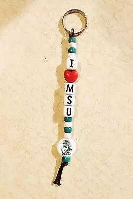 Michigan State I Heart MSU Chunky Bead Keychain • $12