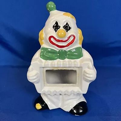 Vintage McCoy Pottery White Green Black Clown Window Bank 10 1/4  Tall See Video • $84.84