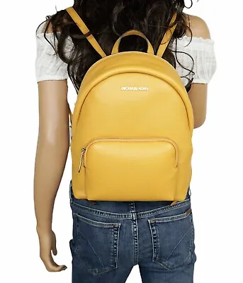 Michael Kors Erin Medium Backpack Pebbled Leather Yellow Marigold • $119