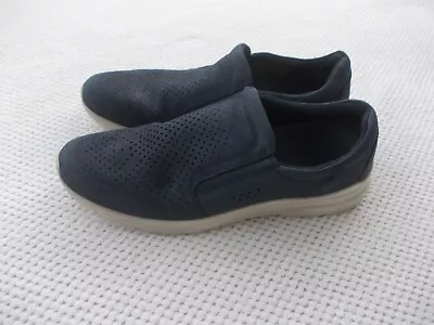 Mens Ecco Navy Blue Leather Slip On Shoes Size 11.5 / 46 • £9.99