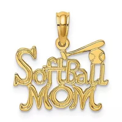 14K Gold SOFTBALL MOM With Bat And Ball Charm 0.7 X 0.5 In • $149.19
