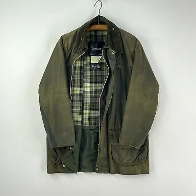 Barbour Viyella Wax Jacket Mens Medium Olive Green Country Vintage Classic Coat • $80.82