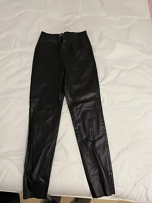 Zara High Waisted Black Leather Trousers Size Small • £5