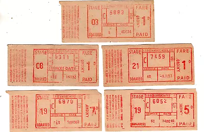 London Bus Tickets: 5 London General Red-inked TIM's As Shown In Photo • £20.98