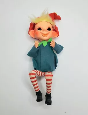 Vintage Christmas Pixie Elf Knee Hugger JAPAN Plastic Tree Felt • $39