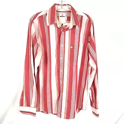 Mens Size Large Murphy & Nye Chieti Italy Red Retro Striped Button Front Shirt • $19.99