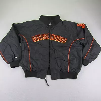 Vintage San Francisco Giants Jacket Mens XXL Black Majestic Windbreaker Dugout ^ • $79.97