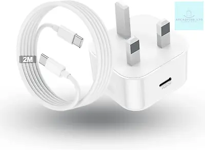 IPad Charger And Plug 20W USB C Charger Plug And Cable 2M Type C Fast Wall For • £13.48