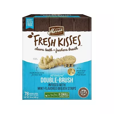 Merrick Fresh Kisses Double-Brush Mint Breath Strips Grain Free Dental Dog Tr... • $38.30