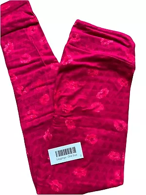 OS VALENTINES DAY LULAROE LEGGINGS NWT VDAY HEARTS XOXO Kisses Lips • $13