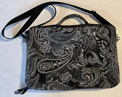 Vera Bradley Black & White Paisley 15”Laptop Case Bag Briefcase W/ Handle/Strap • $18