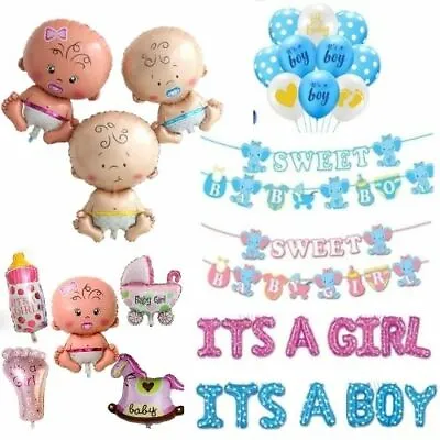 £2.29 • Buy Baby Shower Foil Balloons Boy Girl Reveal Gender Latex Balloon Party Celebration