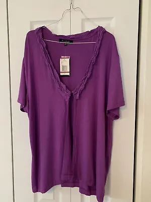 Evan Picone Purple Short Sleeve Open Front Shirt Jacket Plus Size 2X NWT Mrp 54. • $4.79