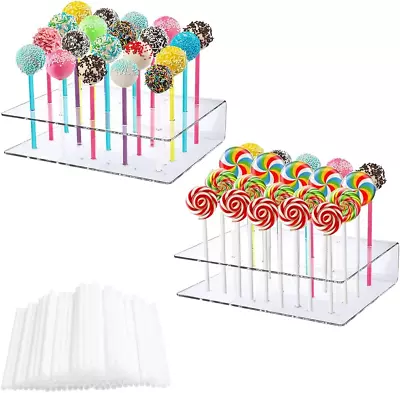 DIKEBAO 2Pcs Cake Pop Stand 20 Hole Acrylic Lollipop Holder Clear Acrylic Lollip • £16.88