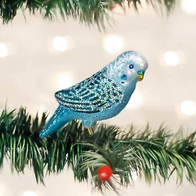 Old World Christmas Blue Miniature Parakeet Glass Clip-on Xmas Ornament 18138 • $15.88