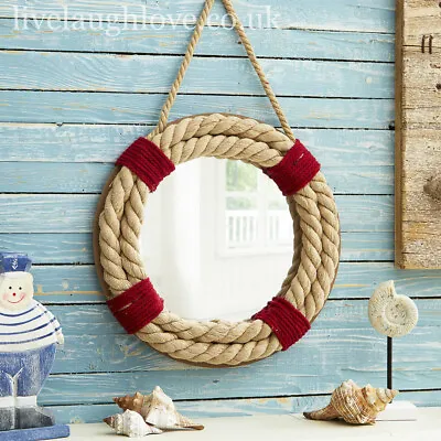 Rope Surround Life Ring Wall Mirror 32cm • £29.95