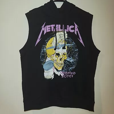 Metallica Damaged Justice Sleeveless Black Hoody Size Large - See Pics For Size • $15