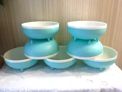 VINTAGE Bolero Therm O Wear Pastel Blue Footed Bowl Set Of 6-Awaiting Your Food! • $34