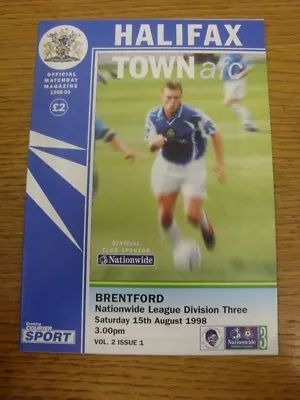 15/08/1998 Halifax Town V Brentford [First League Game Halifax] . Footy Progs (A • £3.99