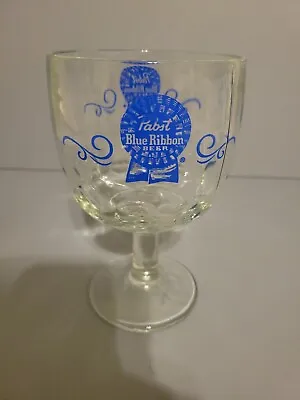 Vintage Pabst Blue Ribbon 12oz Beer Glass / Pedestal Goblet Chalice PBR • $4.50