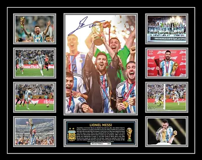 $199 • Buy Lionel Leo Messi 2022 World Cup Argentina Champions Signed Framed Memorabilia