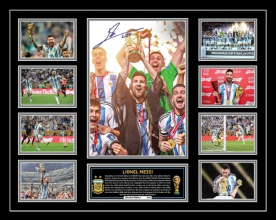 $199 • Buy Lionel Leo Messi 2022 World Cup Argentina Champions Signed Framed Memorabilia
