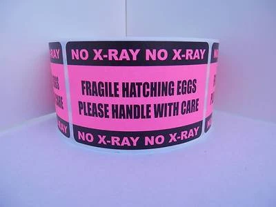 $18.90 • Buy 250 FRAGILE HATCHING EGGS HANDLE With CARE NO X-RAY 2x3 Sticker Label Fluor Pink