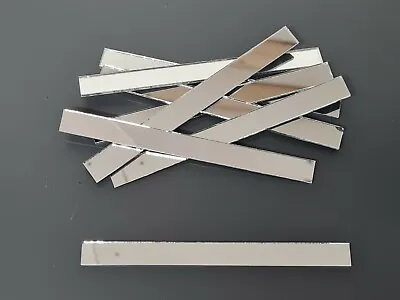 8 Pieces Silver Glass Mirror Tiles Approx 12 X 1 Cm 2 Mm Thick Art&Craft • £4.99