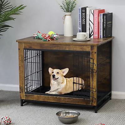 $79.99 • Buy Dog Crate Furniture Wooden Indoor Dog Kennel And Side End Table W/Removable Tray