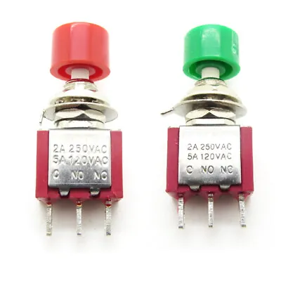 5 X Momentary Red Green Push Button Micro Switch Click SPDT NO-COM-NC 3-Pin 6mm • $6.99