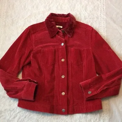 J Jill Red Corduroy Velvet Collared Jacket Size Small • $22.50