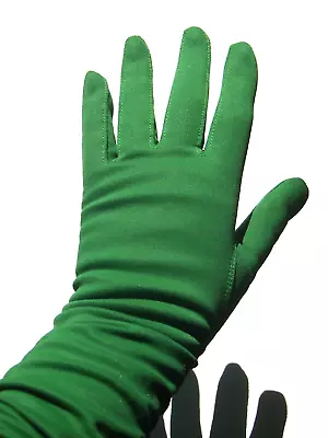 Vintage 1950's 100% Nylon Ladies Green Elbow Theater Gloves 18  Size Large 7-8 • $15