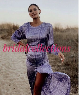 $65 • Buy Zara Print Dress Paisley Maxi Mauve Size M /bnwt Rrp$139