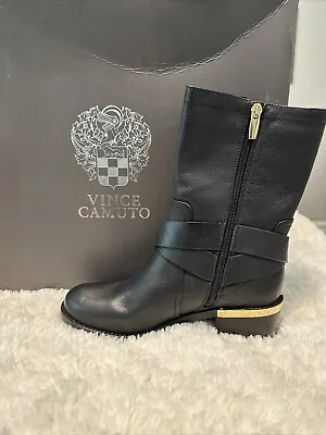 Vince Camuto Winchell Women's Black Leather Biker Boots Size 6 M • $90