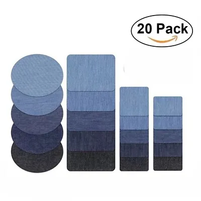5 Colors DIY Iron On Denim Fabric Patches For Clothing Jeans Repair Kit 20pcs • $5.40