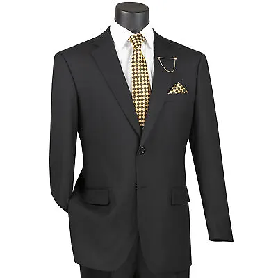 BIG & TALL Men's Black Classic Fit Suit W/ Adjustable Waistband NWT • $135