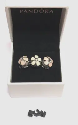 (3) Authentic PANDORA Darling Daisies & Cherry Blossom Clips Grommets & Box!! • $89.95