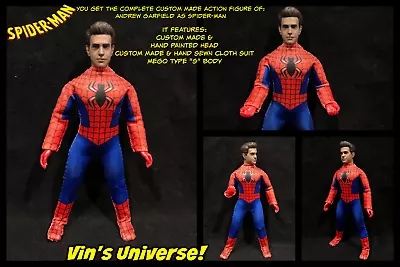 Custom 8  Mego Scale Andrew Garfield As Peter Parker Spider-Man Action Figure • $124.99