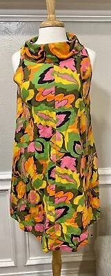 Vintage 60s  Mod GoGo Dress Psychedelic Floral TWIGGY Pockets Colorful Maternity • $59.95