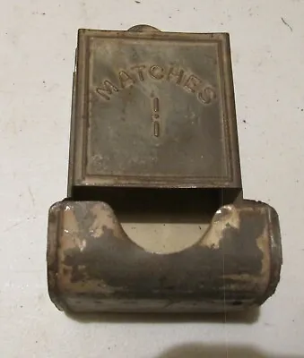 Vintage Tin Match Holder Marked Matches  Holds Standard Box  6  X 3  • $15.20