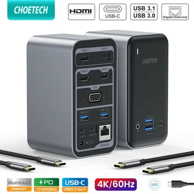 $174.95 • Buy 15 In 1 USB-C Super Docking Station Hub 4K HDMI Video Output 1000Mbps 4 Displays