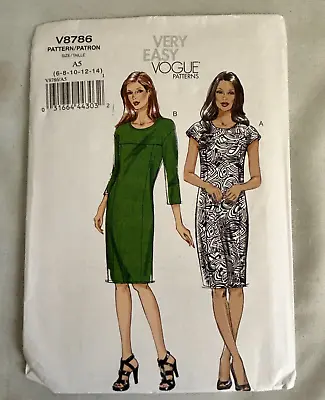 Vogue Pattern V8786 Sz 14-22 Misses' Easy Pullover Dress Uncut NEW  • $4.04