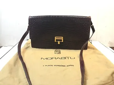 Authentic Morabito Crocodile Exotic Leather Shoulder Bag Purse Burgundy • $490