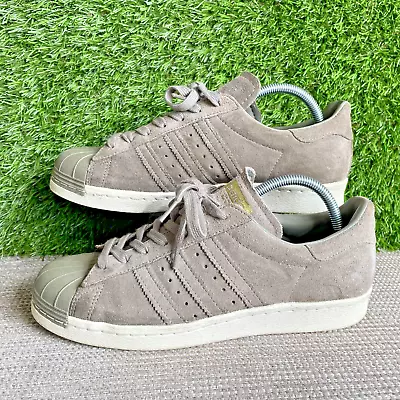 Adidas Originals Superstar 80s Khakii Green Suede Trainers Size UK 8 • £24.99