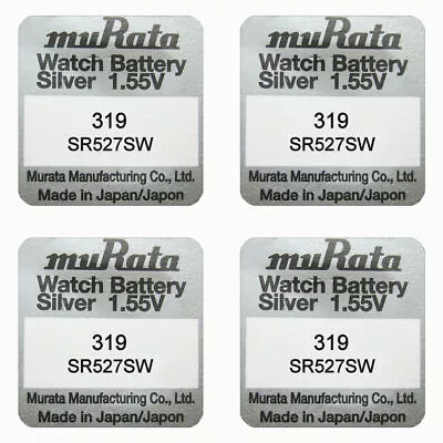 4 X Genuine Murata (WAS SONY) 319 SR527SW SR64 Watch Batteries SILVER OXIDE  • £3.69