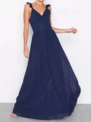 Chi Chi Katrine V Neck Sleeveless Maxi Dress  - Navy - UK 14 PROM BRIDESMAID • £24.99