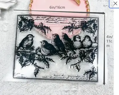 Birds Vintage Background Clear Stamps Card Clay Scrapbook FAST Free Ship • $10.49