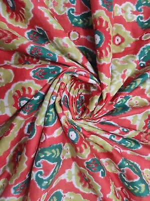 Hand Block Red Floral Print Craft Cotton Voile Indian Fabric Sewing By 5 Yard • $38.99