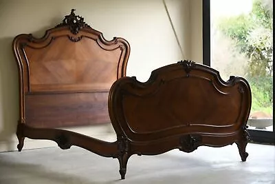 Antique French Carved Walnut Bed Frame • £595