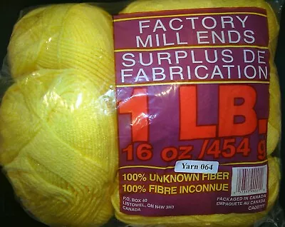 Factory Mill Ends - 1 Lb (16ozs/454g) Bag -Bright Yellow- FREE SHIPPING • $13